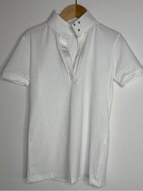 Kismet White Perforated Short-Sleeve Equestrian Show Shirt Like New